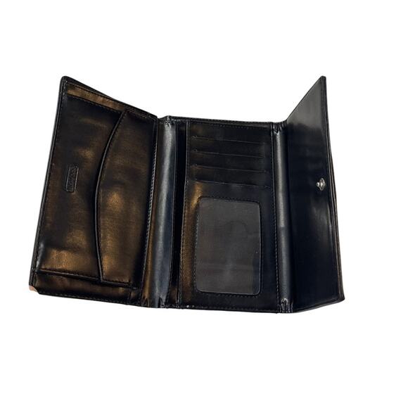 Coach Black Signature Canvas Continental Wallet Trifold Snap Vintage - Picture 5 of 6